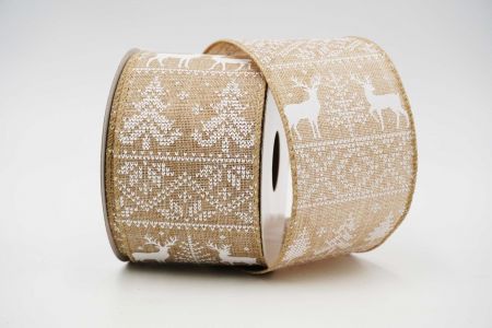 Knit Printed Reindeer.Tree Ribbon_KF6401GC-14-183_Natural